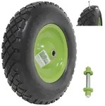 Schubkarrenrad gr&uuml;n/Schwarz Vollgummi 4.80/4.00-8 + Achse Ersatzrad Reifen Sc...