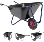 1-Rad Schubkarre XXL 290 L 300 kg Luftrad Metallfelge Kunststoffmulde schwarz...