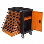 Holmwerk&reg; Werkstattwagen leer 8 Schubladen 84 x 46 x 90 cm orange-schwarz...