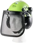 Forsthelm Forstschutzhelm mit Visier und Geh&ouml;rschutz Schutzhelm gr&uuml;n orange