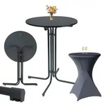 Set Stehtisch klappbar &Oslash; 80 cm in Anthrazit & Husse waschbar b&uuml;gelfrei in...