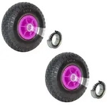 2x Sackkarrenrad Luftrad 260x85 mm 3.00-4 60 mm versetze Nabe &Oslash; 20 mm pink ro...