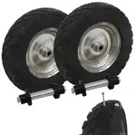 2x Schubkarrenrad pannensicher Vollgummi 4.80/4.00-8 grau/schwarz + Achse Ers...