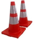 2x Verkehrsleitkegel Pylone flexibel bruchsicher reflektierend Warnkegel Leit...