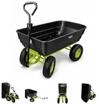Gartenwagen mit Kippfunktion 400kg 125 L mit Deichsel f&uuml;r Rasentraktor Quad...