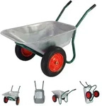 2-Rad-Schubkarre 100 Liter 160 kg Tragkraft verzinkter Stahl PU Vollgummirad ...
