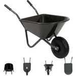 Kinderschubkarre uni schwarz 40 kg 20L Kunststoffwanne Vollgummirad Schiebkar...