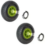 2x Sackkarrenrad Luftrad 260x85 mm 3.00-4 60 mm versetze Nabe &Oslash; 20 mm gr&uuml;n ro...