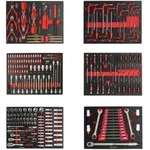 6x Werkstatteinlagen 520 x 400 mm best&uuml;ckt mit 254 Teilen Chrom-Vanadium...