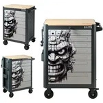 Werkstattwagen polynesisches Motiv 99x82 cm Werkzeuwagen 7 Schubladen mit Hol...