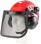 Forsthelm Forstschutzhelm mit Visier und Geh&ouml;rschutz Schutzhelm rot orange