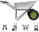 2-Rad Schubkarre verzinkt 150L Gartenkarre Baukarre kippsicher PU R&auml;der panne...