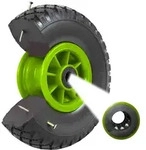 Sackkarrenrad PU-Rad 260x85 mm 3.00-4 &Oslash; 20 mm Vollgummi Bollerwagen Gr&uuml;n zentrierte