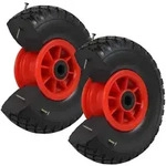 2x Sackkarrenrad PU-Rad 260x85 mm 3.00-4 &Oslash; 20 mm Vollgummi Bollerwagen Rot
