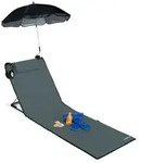 Relaxdays Strandmatte mit Sonnenschirm Anthrazit,Schwarz