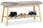 Relaxdays Schuhbank aus Bambus mit Polster Hellbraun,Grau