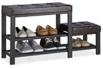 Relaxdays Schuhbank mit Hocker Dunkelbraun,Schwarz