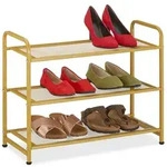 Relaxdays Goldenes Schuhregal Metall Gold