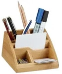 Relaxdays Schreibtisch Organizer Bambus Hellbraun
