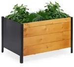 Relaxdays Hochbeet Holz Hellbraun,Schwarz