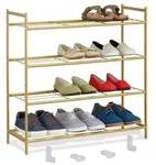 Relaxdays Stapelbares Schuhregal 4 Ebenen Gold