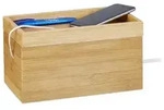 Relaxdays Kabelbox Bambus Hellbraun