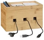 Relaxdays Kabelbox Bambus Hellbraun