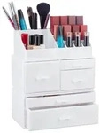 Relaxdays Acryl Make Up Organizer mit 21 F&auml;chern Wei&szlig;