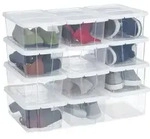 Relaxdays Schuhboxen Kunststoff 12er Set Wei&szlig;,Transparent