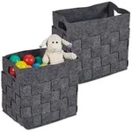 Relaxdays Grauer Aufbewahrungskorb Filz 2er Set Grau