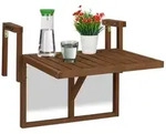 Relaxdays Klappbarer Balkontisch aus Holz Dunkelbraun