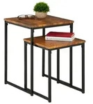 Relaxdays Beistelltisch 2er Set Braun,Schwarz