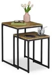 Relaxdays Beistelltisch 2er Set Holzoptik Braun,Schwarz