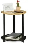 Relaxdays Beistelltisch rund mit Rollen Hellbraun,Schwarz