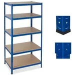Relaxdays Schwerlastregal 180x90x60 in Blau Blau,Hellbraun