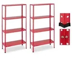 Relaxdays Rotes Schwerlastregal 2er Set 4 Ebenen Rot