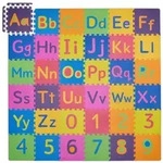 Relaxdays Puzzlematte ABC und Zahlen Blau,Gelb,Rot