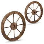 Relaxdays Wagenrad aus Holz 2er Set Braun