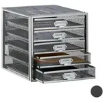 Relaxdays Schubladenbox A4 mit 5 F&auml;chern Silber