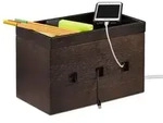 Relaxdays Kabelbox Bambus dunkelbraun Dunkelbraun