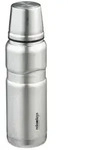 Relaxdays Trinkflasche mit Becher 500 ml Schwarz,Silber