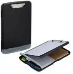 Relaxdays 2er Set Klemmbrett mit Fach Schwarz,Silber,Transparent