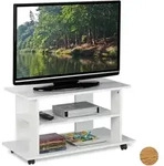 Relaxdays TV Board fahrbar Wei&szlig;