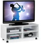 Relaxdays TV Board mit 4 F&auml;chern rollbar Wei&szlig;