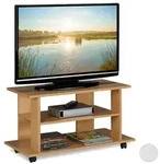 Relaxdays TV Board fahrbar Hellbraun
