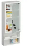 Relaxdays Abschlie&szlig;barer Medizinschrank Glast&uuml;r Wei&szlig;,Silber,Transparent