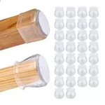Relaxdays Stuhlbeinkappen 32er Set Grau,Transparent