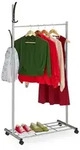 Relaxdays Silberne Garderobe mit Rollen Schwarz,Silber