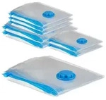 Relaxdays 8x Vakuumbeutel f&uuml;r Kleidung in 3 Gr&ouml;&szlig;en Blau,Transparent