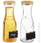 Relaxdays Wasserkaraffe mit Deckel im Set Hellbraun,Schwarz,Transparent